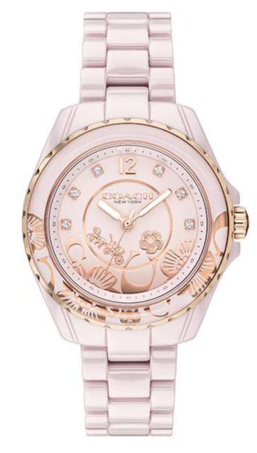 Coach Preston Pink Dial Pink Steel Strap Watch for Women - 14503465