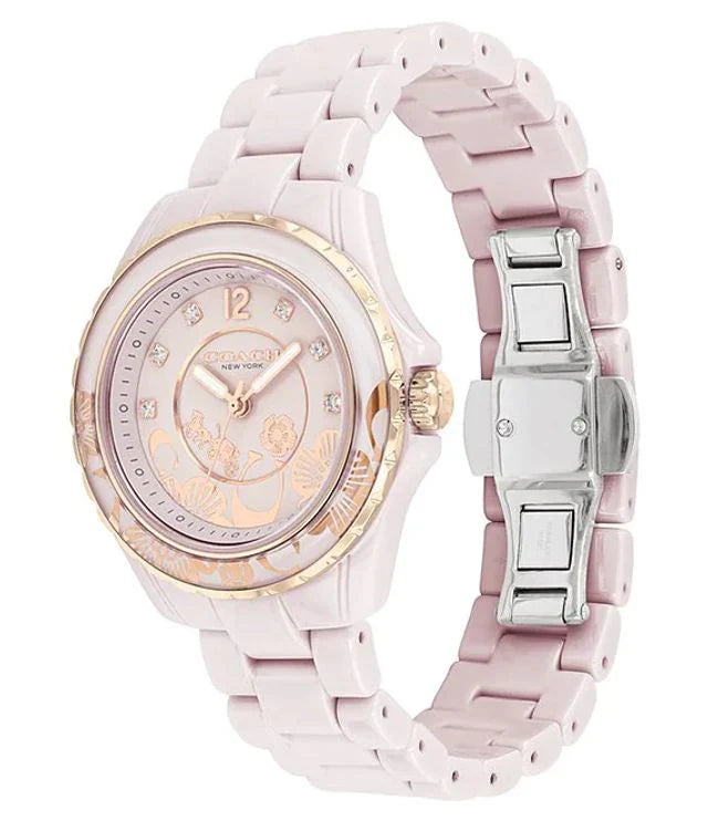 Coach Preston Pink Dial Pink Steel Strap Watch for Women - 14503465