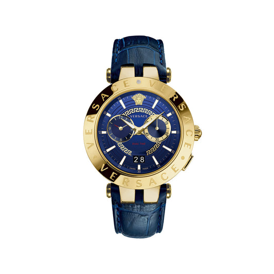 Versace Leather Blue Round Dial Quartz Analog Men Watch VEBV00219
