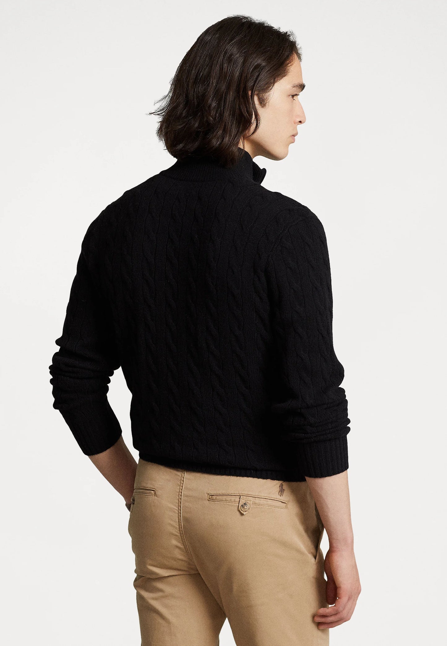 Polo Ralph Lauren Cable-Knit Quarter-Zip Jumper in black