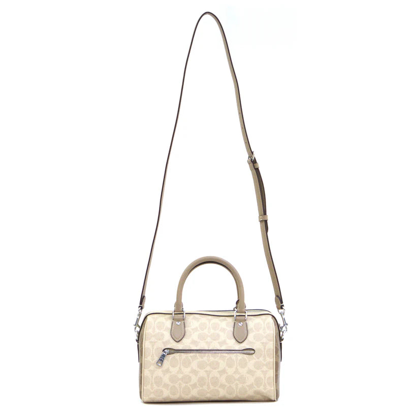 Coach Rowan Satchel Bag In Blocked Signature Canvas - Sand Taupe