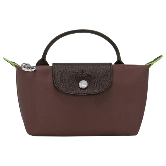 Le Pliage Green Pouch with handle Mocha - Canvas mini