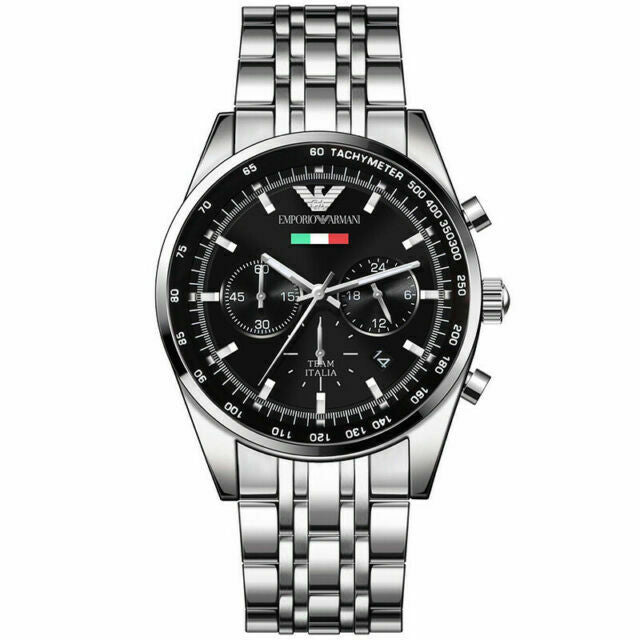 Emporio Armani Men’s Chronograph Stainless Steel Black Dial 43mm Watch AR5983
