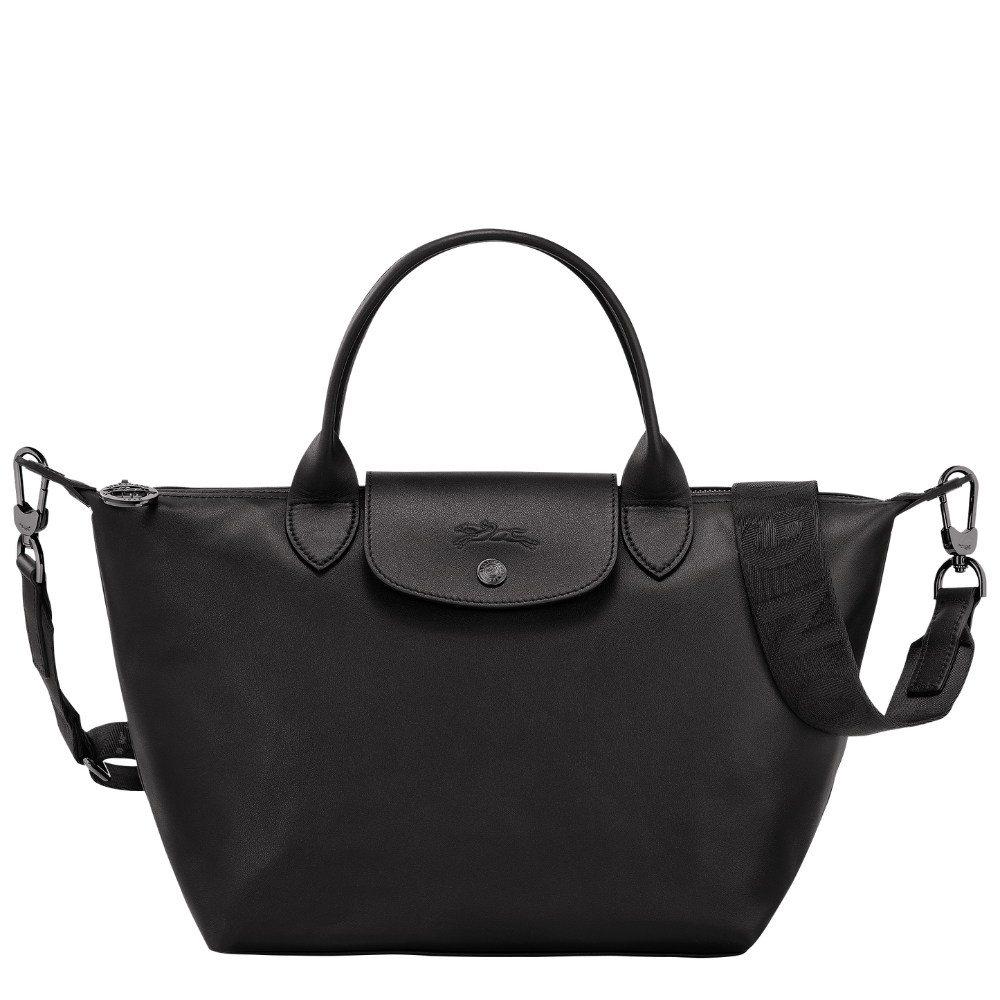 Long Champ Le Pliage Medium Handbag Black - Leather