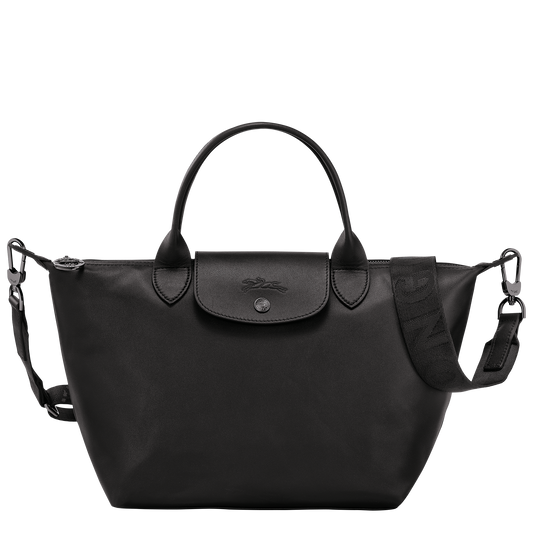 Long Champ Le Pliage Medium Handbag Black - Leather