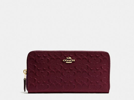 COACH Signature Patent and Leather Accordion Zip Around Wallet