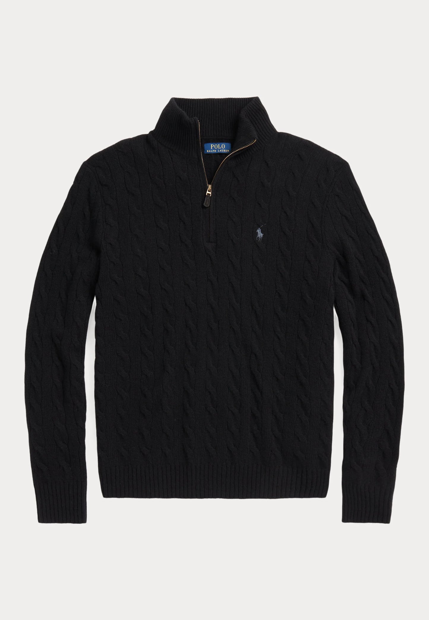 Polo Ralph Lauren Cable-Knit Quarter-Zip Jumper in black