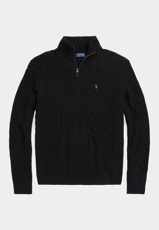 Polo Ralph Lauren Cable-Knit Quarter-Zip Jumper in black