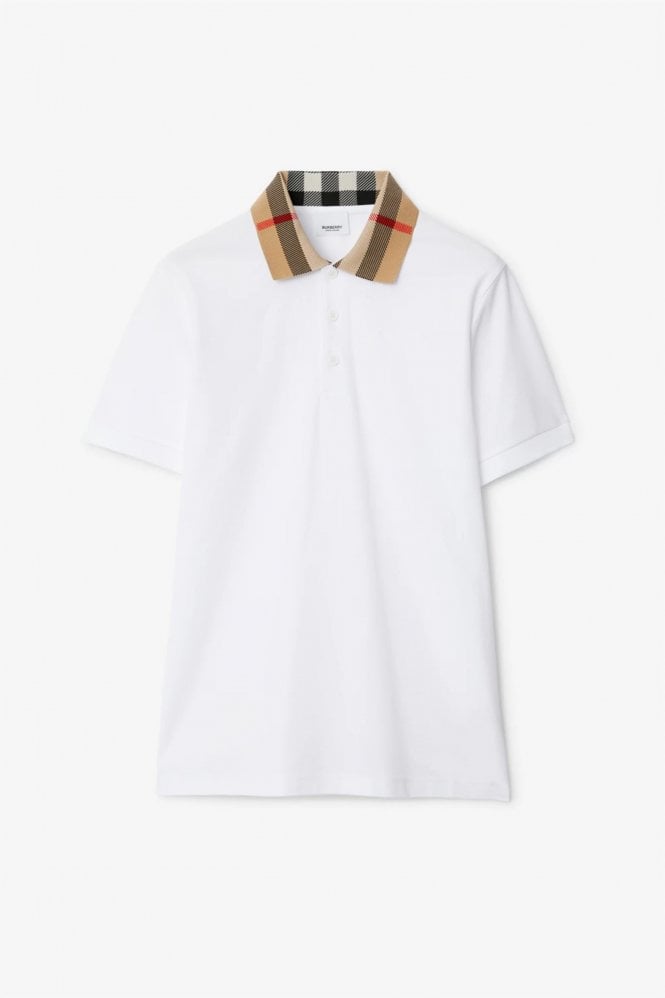 Burberry CHECK COLLAR COTTON POLO SHIRT