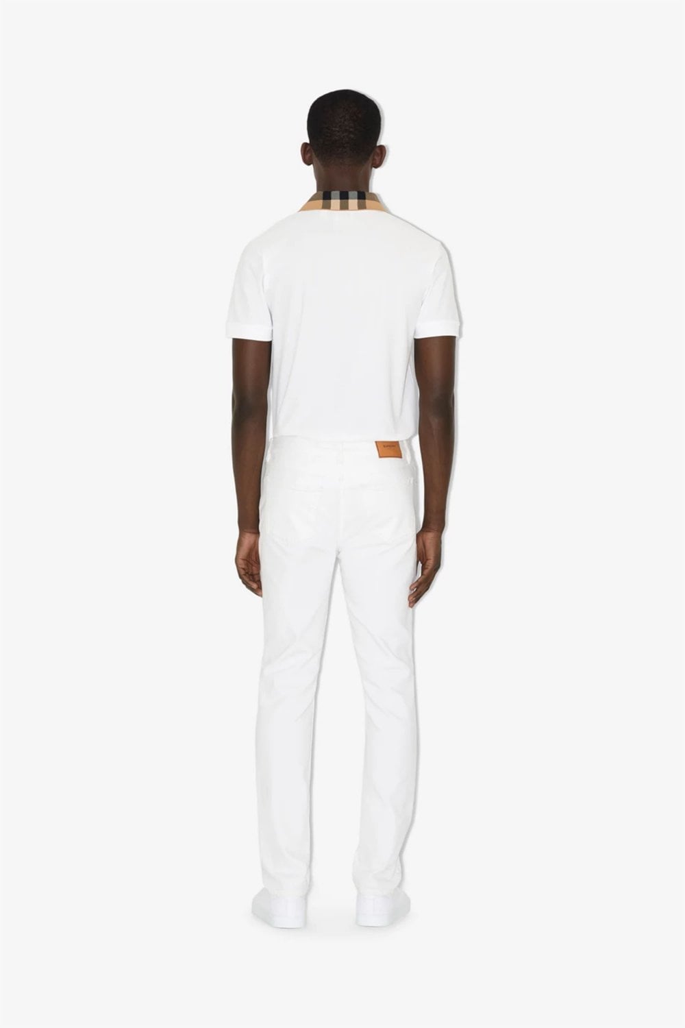 Burberry CHECK COLLAR COTTON POLO SHIRT