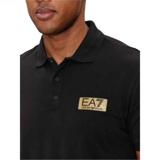 EA7 EMPORIO ARMANI Men's black polo shirt