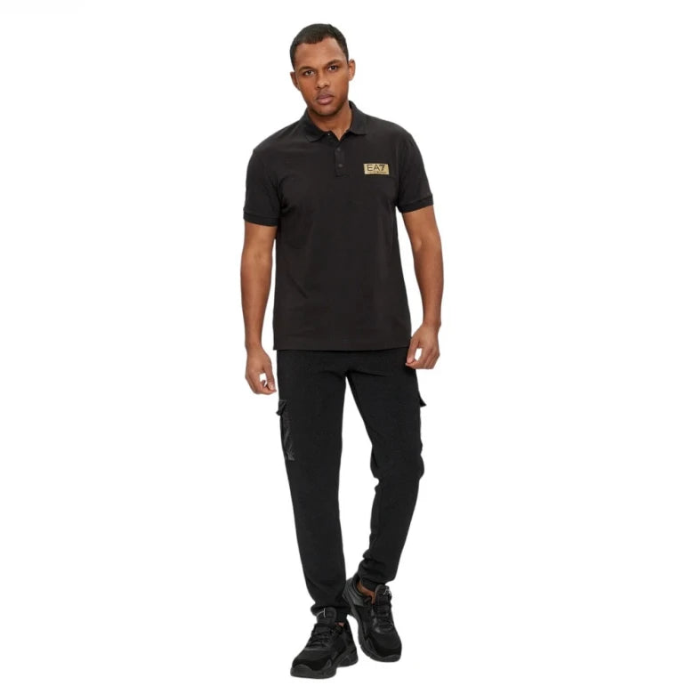 EA7 EMPORIO ARMANI Men's black polo shirt