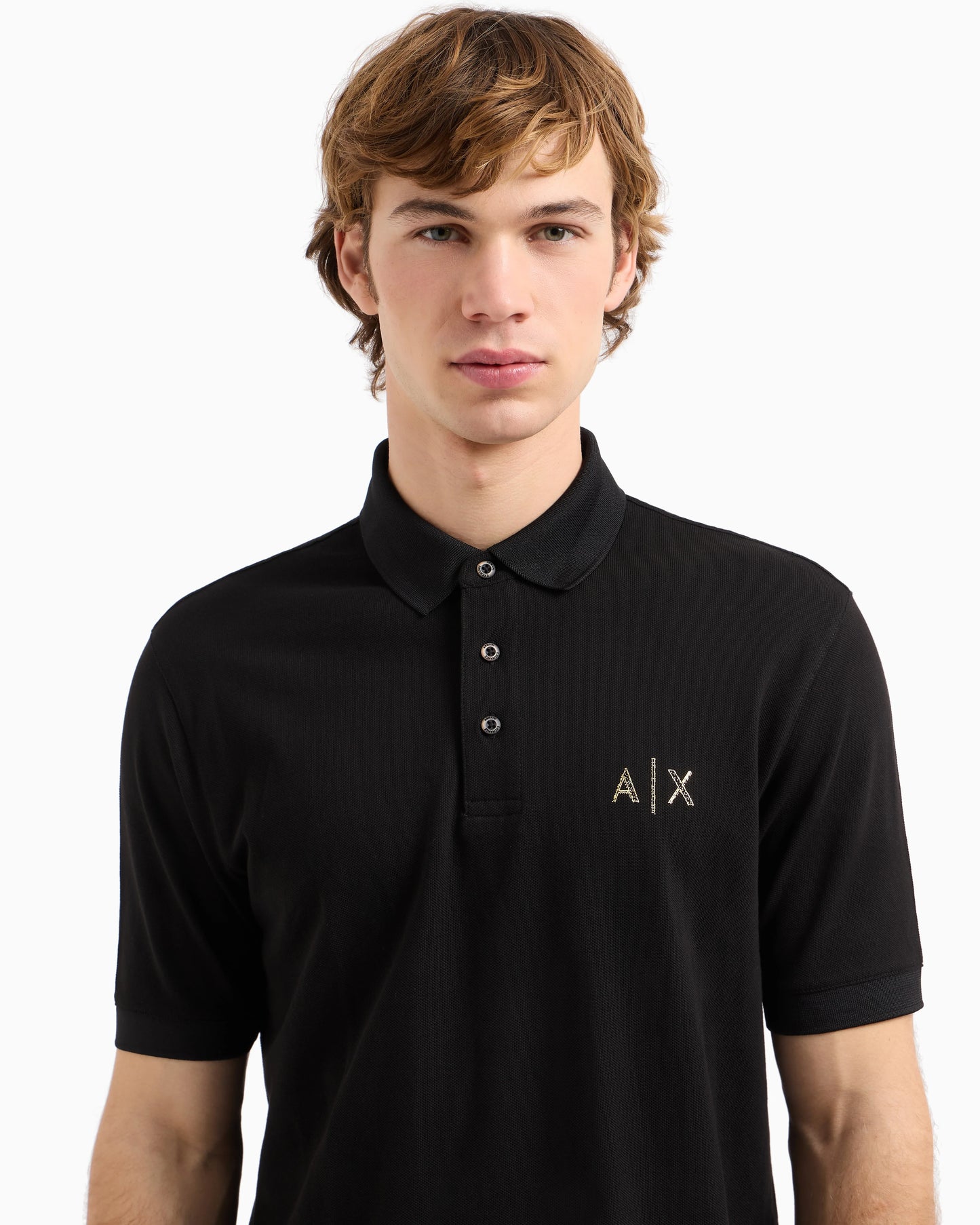 Armani Exchange Regular fit cotton pique polo with logo Medium