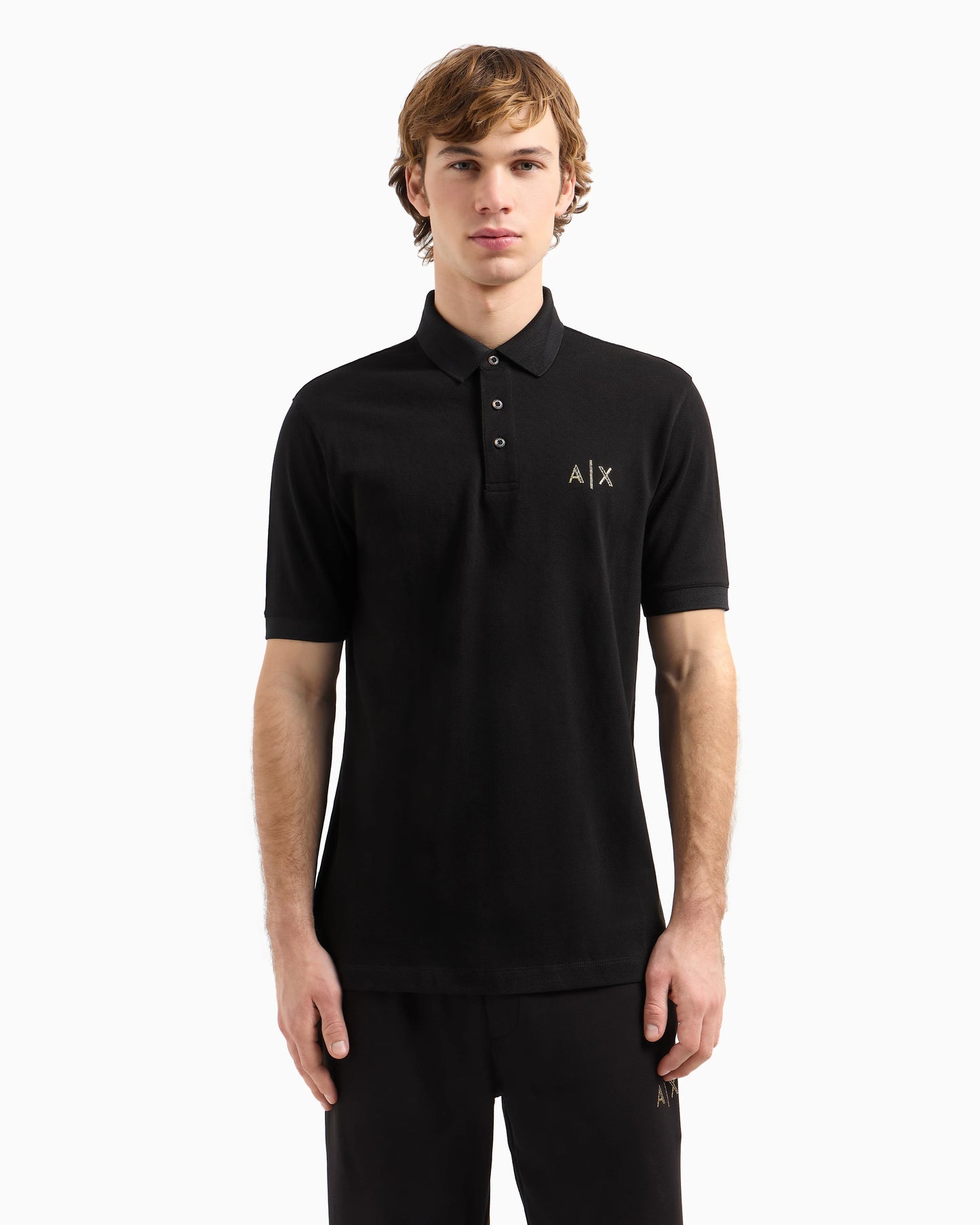 Armani Exchange Regular fit cotton pique polo with logo Medium