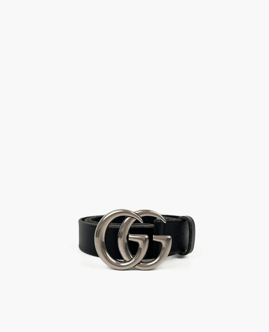Gucci GG Silver Marmont Belt Black