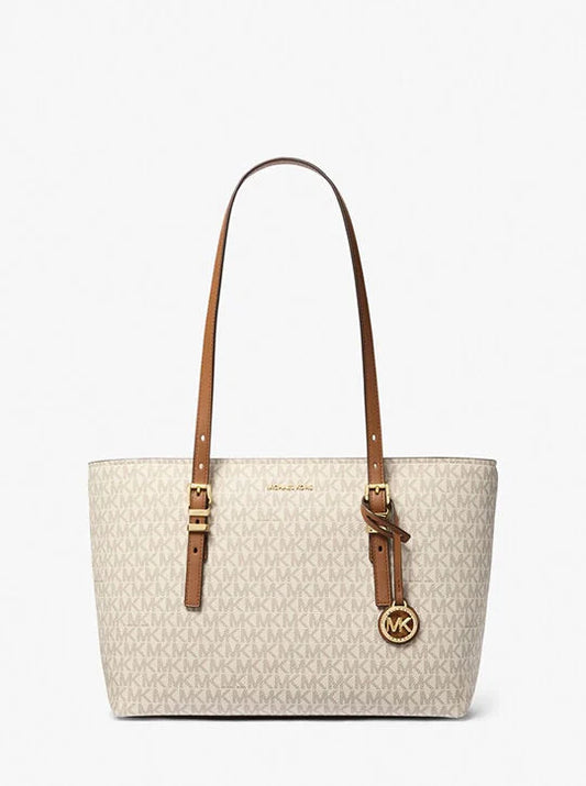 Michael Kors Quinn Medium Signature Logo and Leather Tote Bag