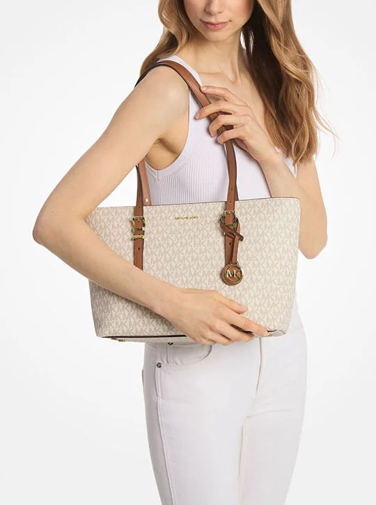 Michael Kors Quinn Medium Signature Logo and Leather Tote Bag