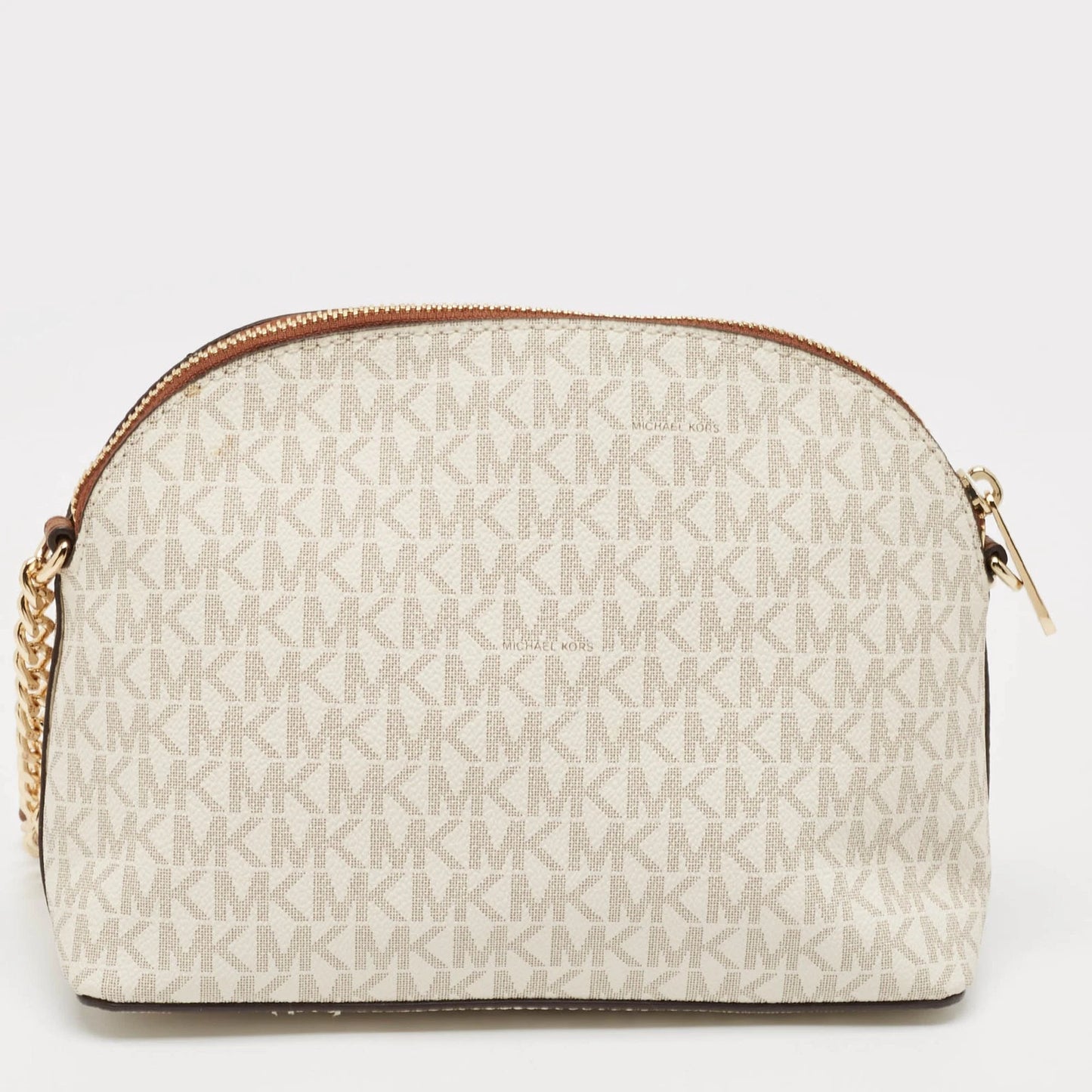 Michael Kors White/Brown Signature Coated Canvas and Leather Jet Set Travel