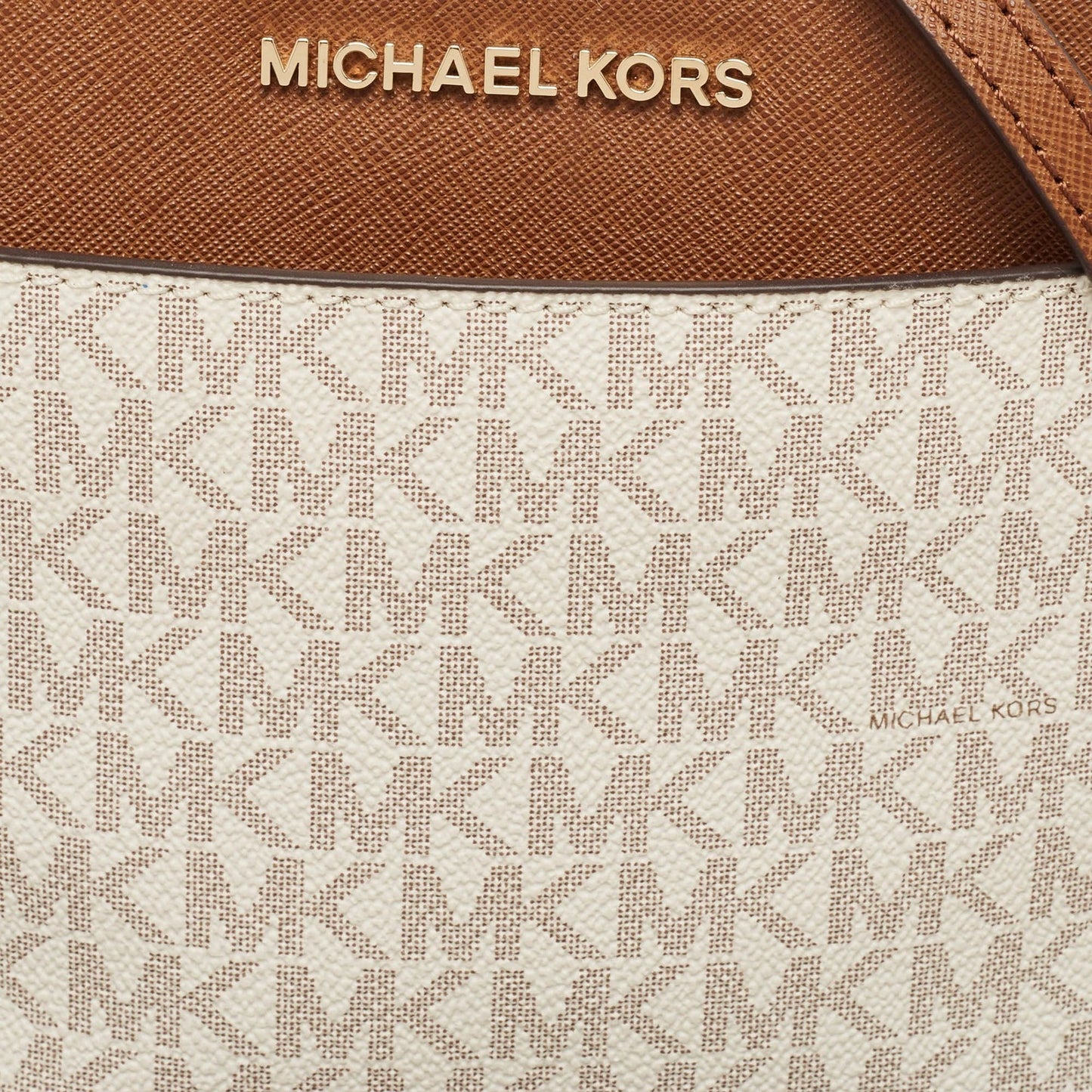 Michael Kors White/Brown Signature Coated Canvas and Leather Jet Set Travel