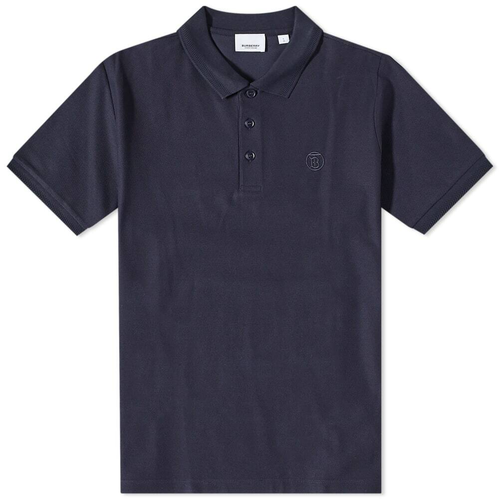 Burberry Men's Eddie TB Circle Logo Polo Shirt in Coal Blue