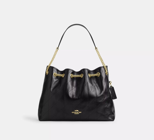 Coach Evelyn Shoulder Bag With Quilting in black