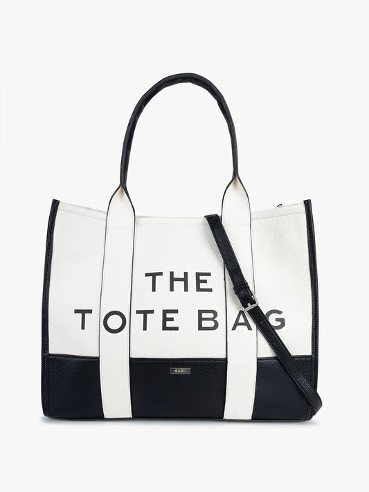MARC JACOB Kazo Off-White and Black Color-block Tote Bag. LARGE