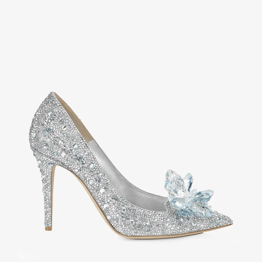 JIMMY CHOO Alia  Crystal Covered Pointy Toe Pumps