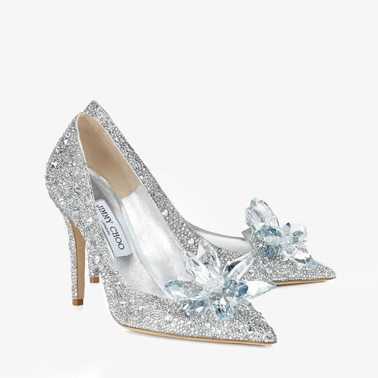 JIMMY CHOO Alia  Crystal Covered Pointy Toe Pumps