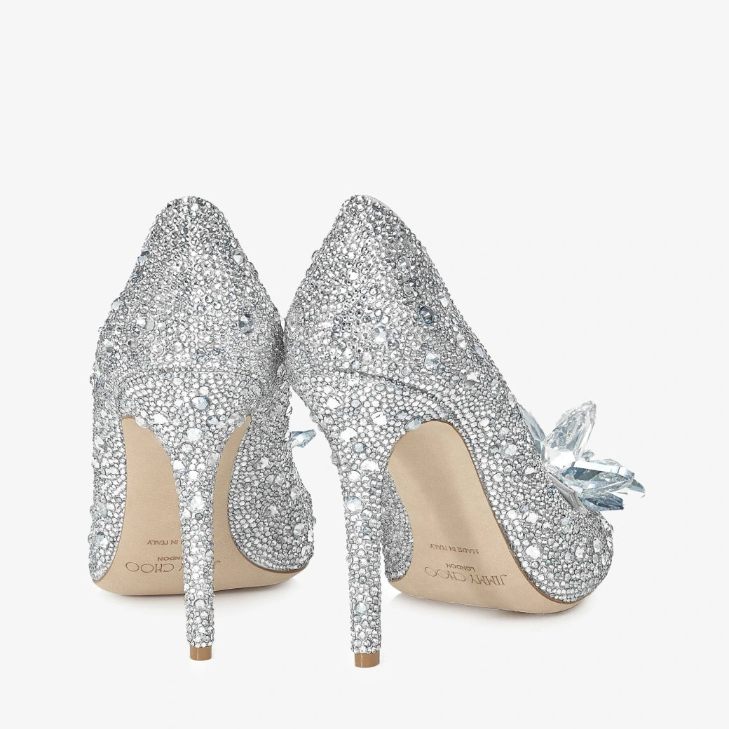 JIMMY CHOO Alia  Crystal Covered Pointy Toe Pumps