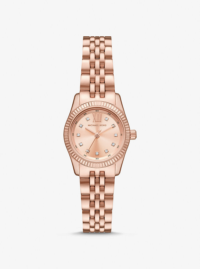 Michael Kors Petite Lexington Pavé Rose Gold-Tone Watch MK4739