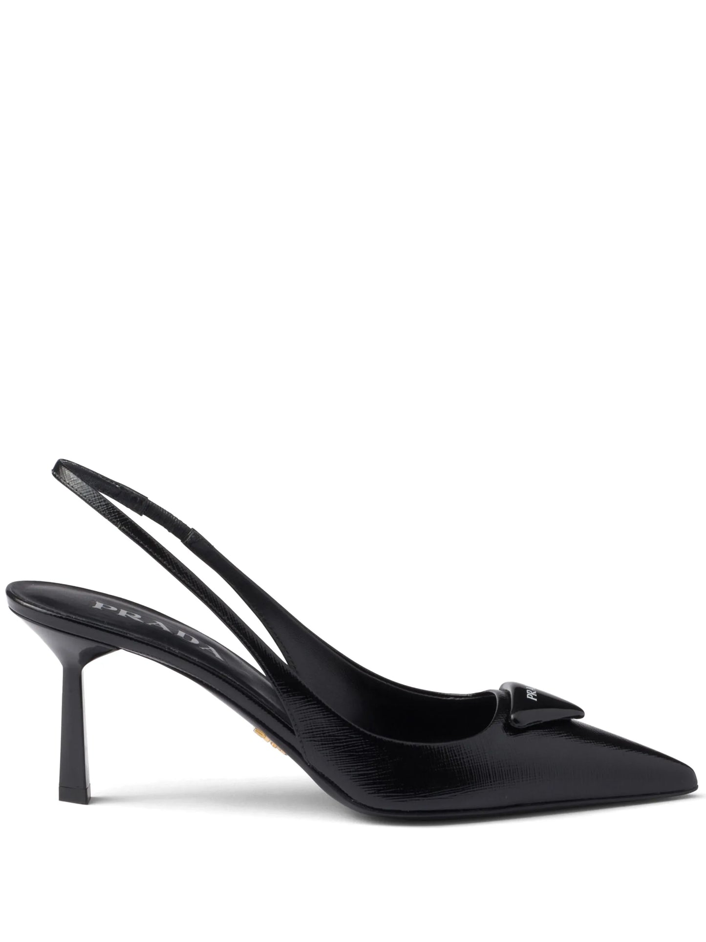 PRADA 75mm triangle-logo leather pumps