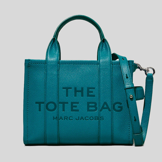 MARC JACOBS The Leather Medium Tote Bag Traveler Tote Harbor Blue