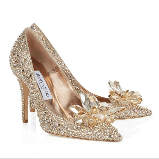 Jimmy Choo Cinderella Gold Alia Heels