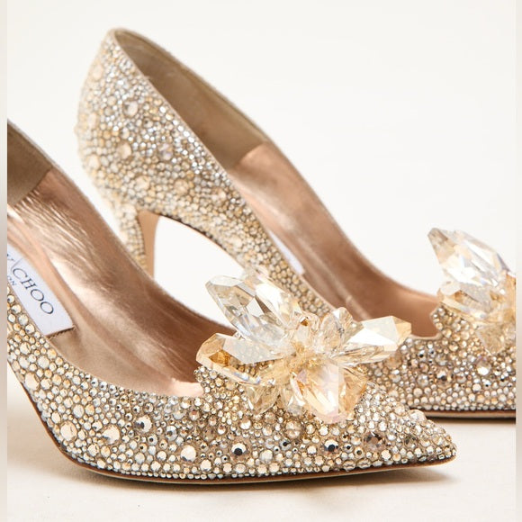 Jimmy Choo Cinderella Gold Alia Heels