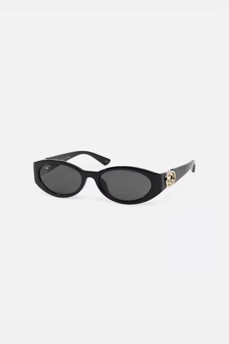 Gucci GG Black acetate sunglasses with gold-tone interlocking G hardware