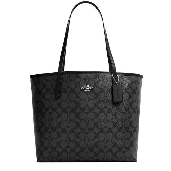 Coach City Tote in Black Signature Canvas - 5696
