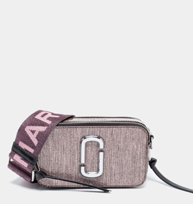 Marc Jacobs Pink Glitter Patent Leather Snapshot Camera Crossbody Bag