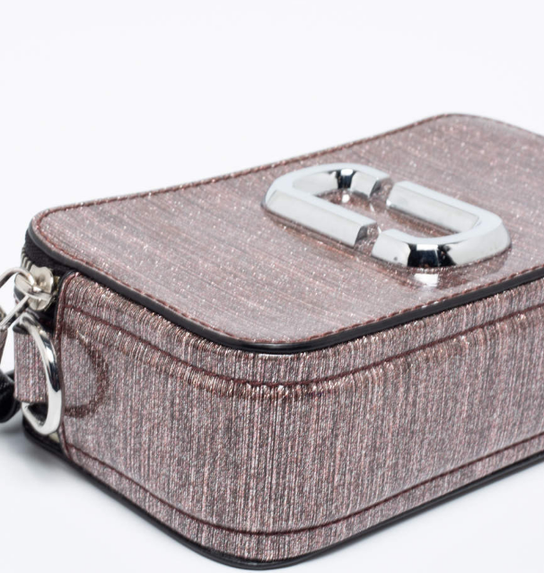 Marc Jacobs Pink Glitter Patent Leather Snapshot Camera Crossbody Bag