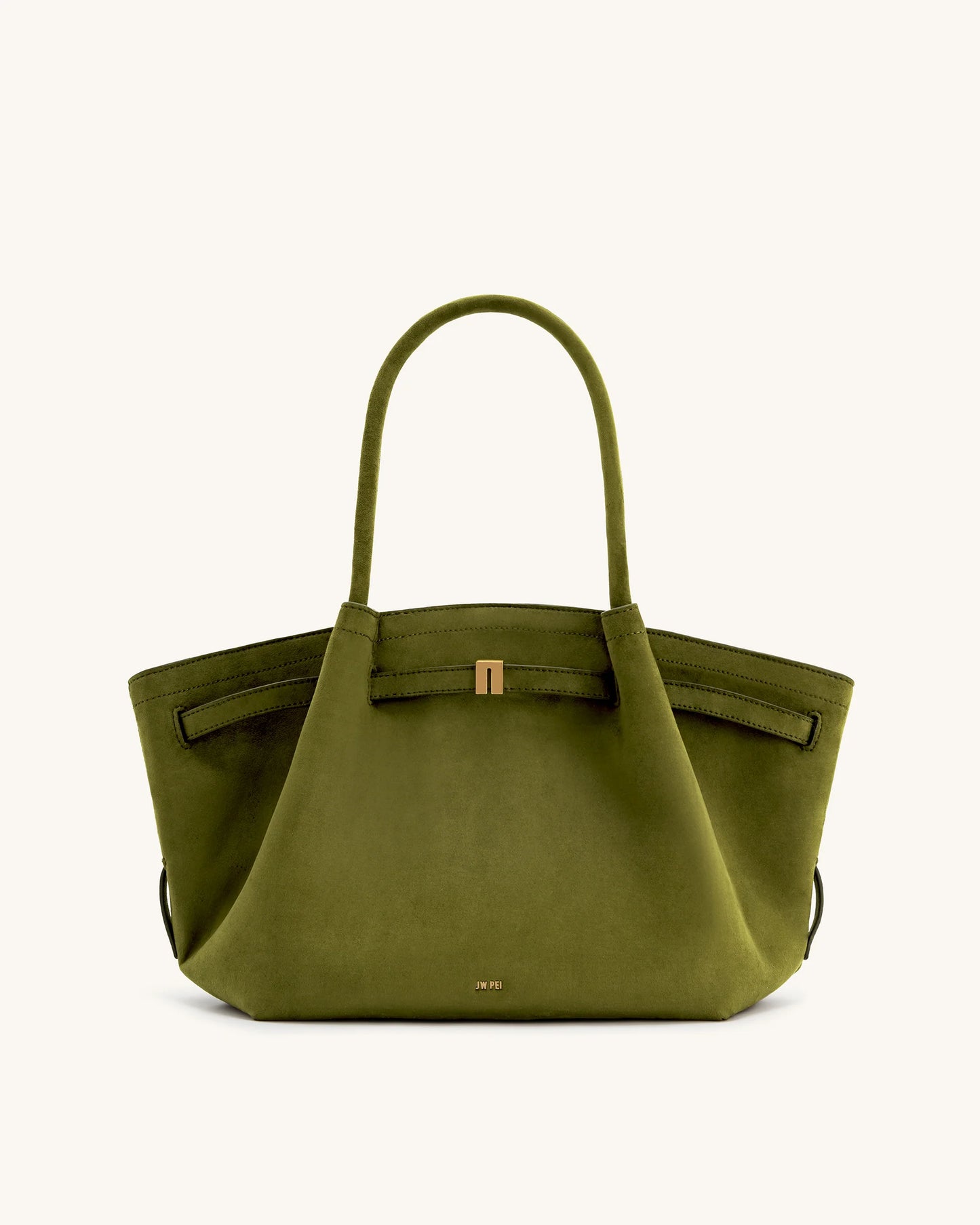 Jw Pei Hana Medium Faux Suede Tote Bag - Dark Olive