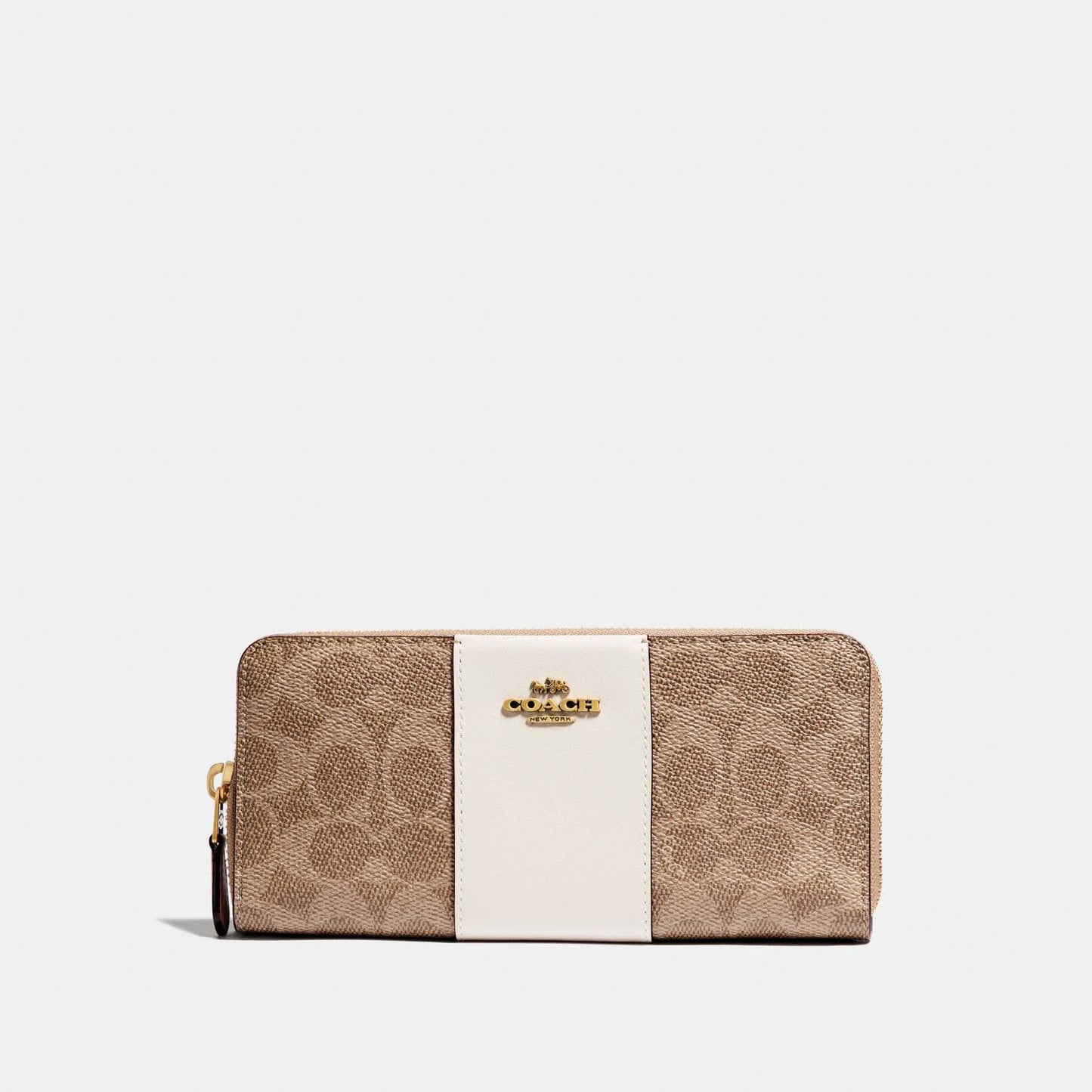 Slim Accordion Zip Wallet In Colorblock Signature Canvas