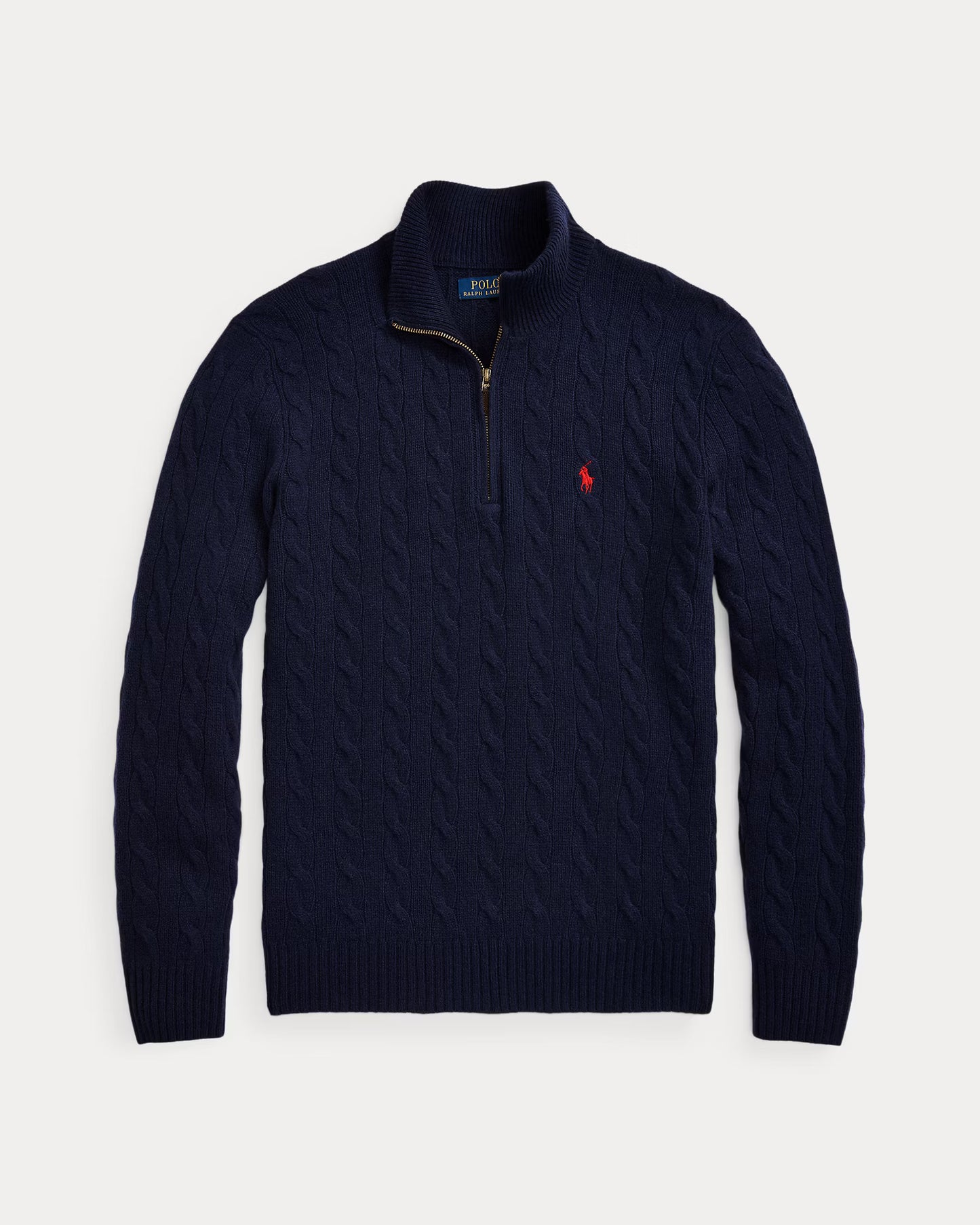 Polo Ralph Lauren Cable-Knit Quarter-Zip Jumper in Hunter Navy