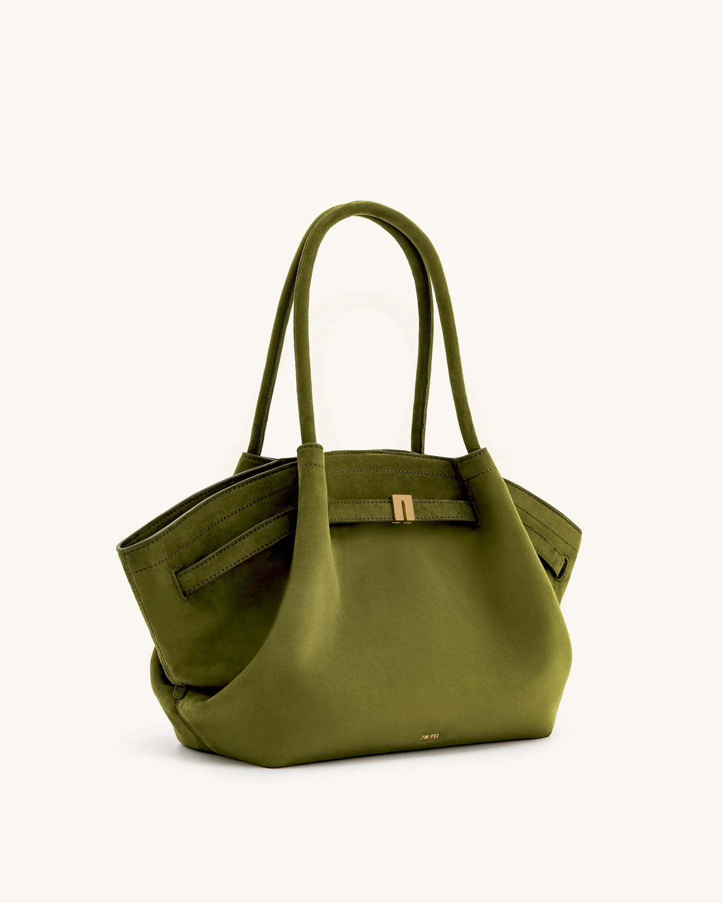Jw Pei Hana Medium Faux Suede Tote Bag - Dark Olive