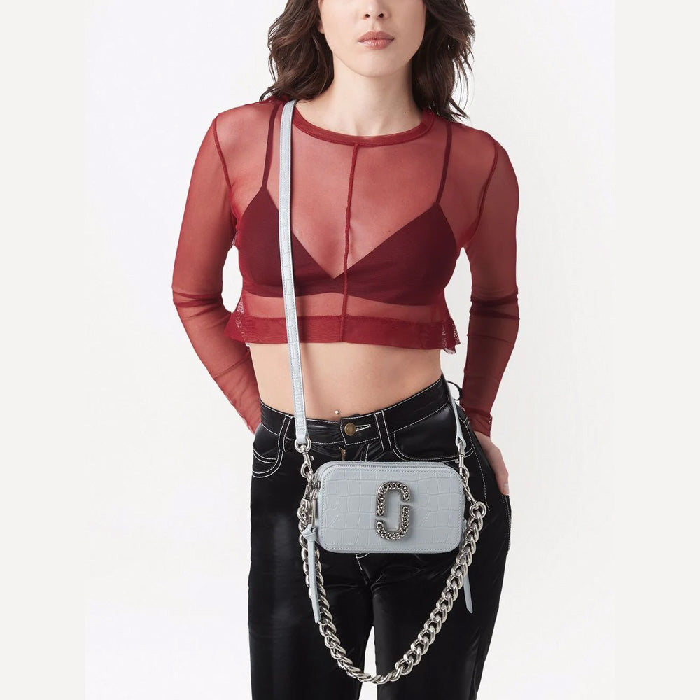 MARC JACOBS THE CROC-EMBOSSED SNAPSHOT QUARRY BAG