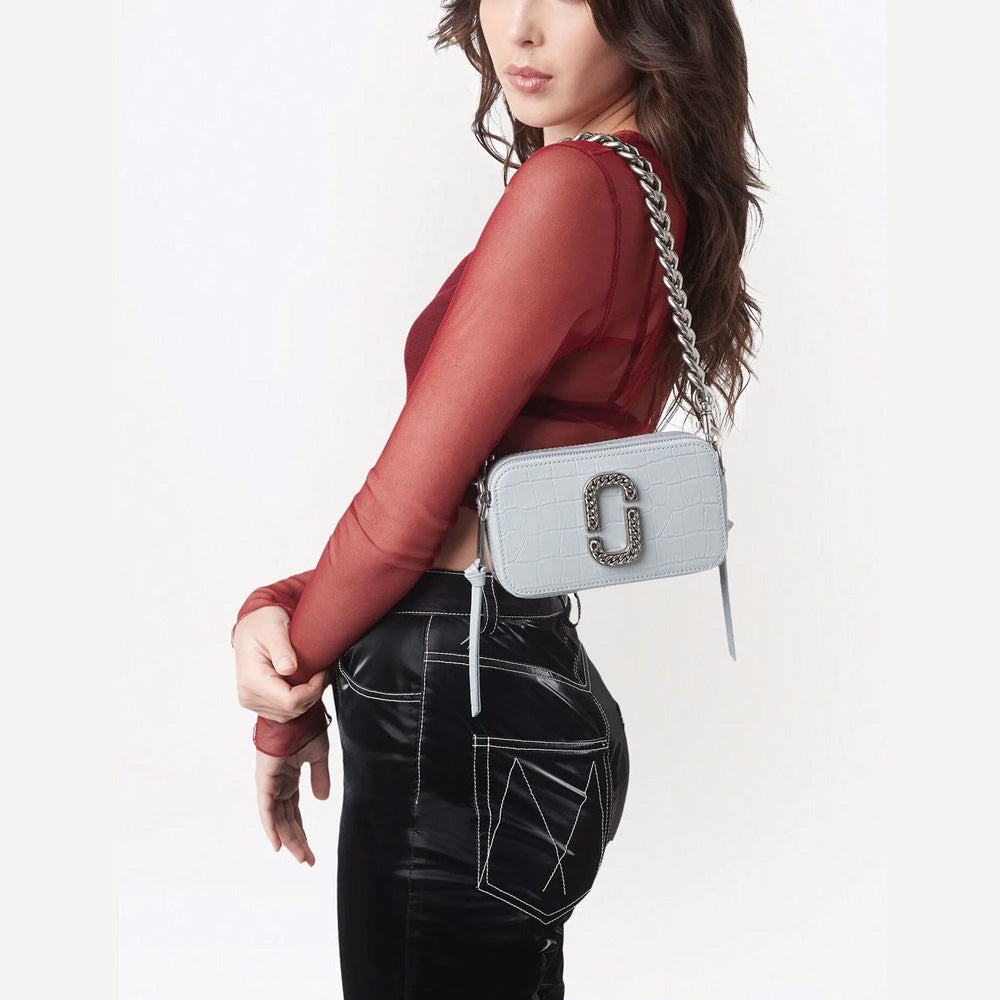 MARC JACOBS THE CROC-EMBOSSED SNAPSHOT QUARRY BAG