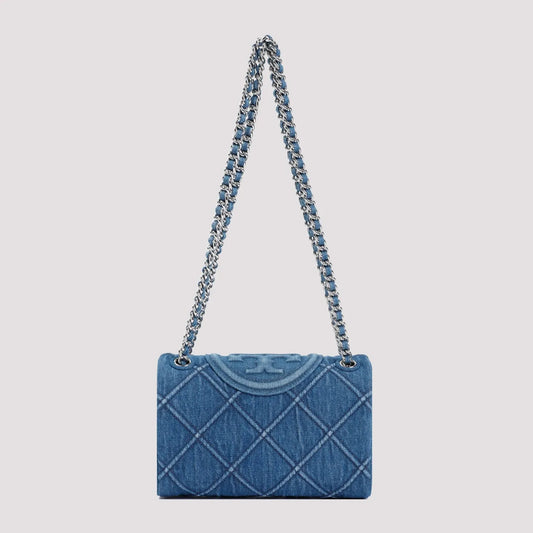 SMALL FLEMING SOFT DENIM CONVERTIBLE SHOULDER BAG