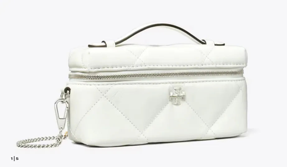 TORY BURCH KIRA JEWELRY BOX WITH DIAMOND QUILTING AND A WORN EFFECT