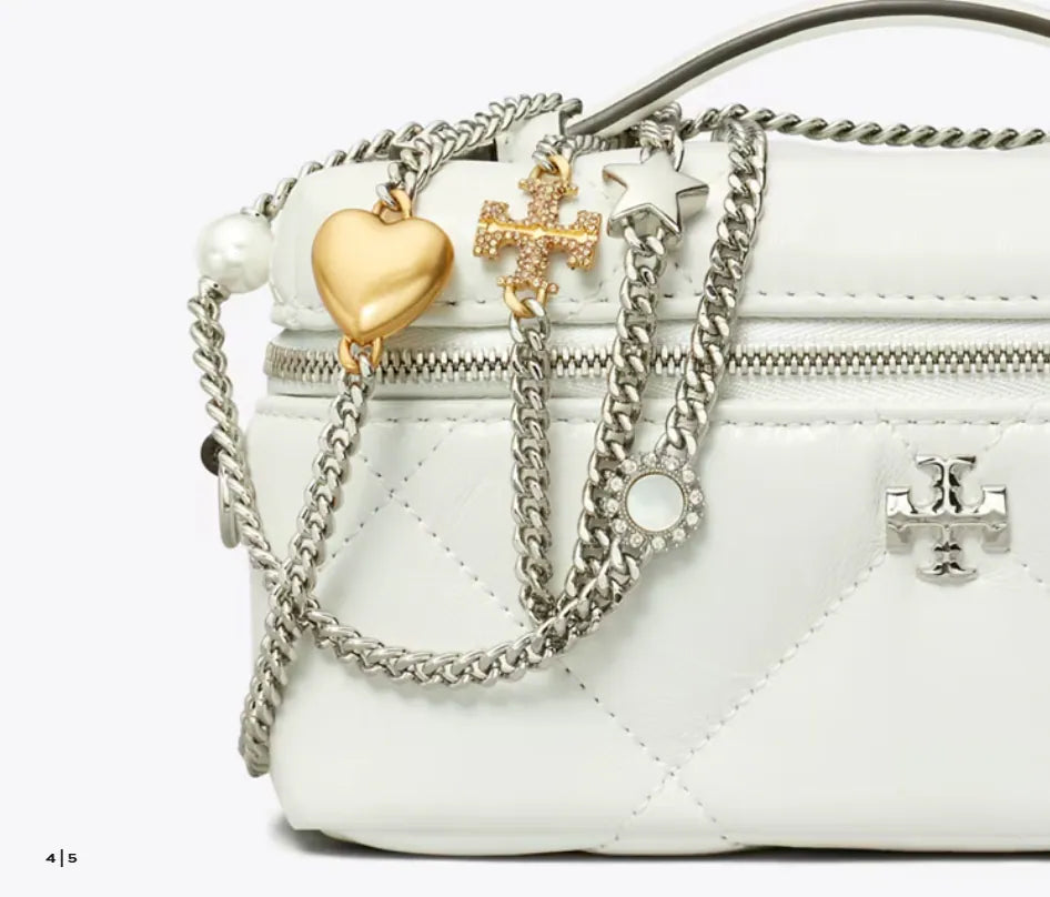 TORY BURCH KIRA JEWELRY BOX WITH DIAMOND QUILTING AND A WORN EFFECT