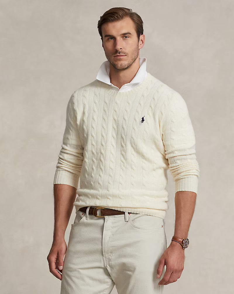 Polo Ralp Lauren Cable-Knit Wool-Cashmere Jumper in Andover Cream