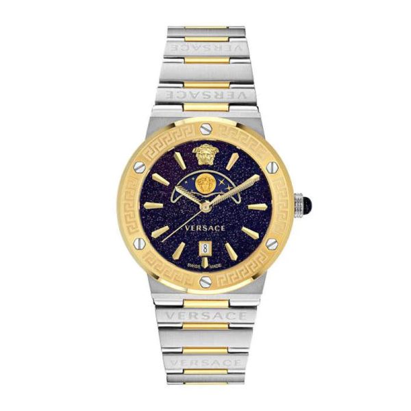 Versace Women’s Quartz Swiss Made Two Tone | Stainless Steel Blue | Dial 38mm | Watch VE7G00223