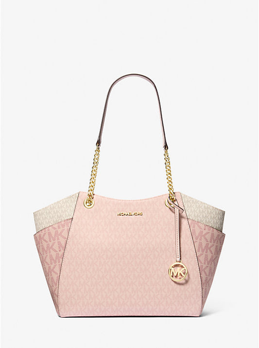 Michael kors Large Jet Set tote bag with color blocking and signature logo in pink